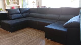 Sofá chaise longue negro - Piel sintética