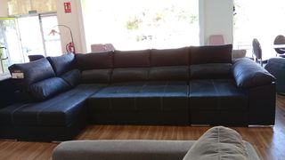 Sofá chaise longue negro - Piel sintética