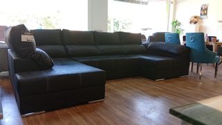 Sofá chaise longue negro - Piel sintética