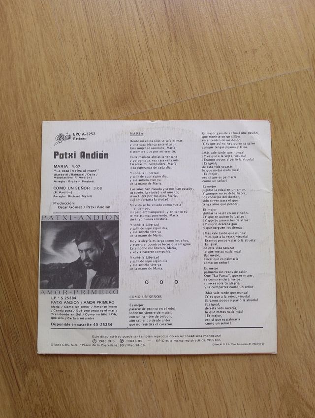 Vinilo Patxi Andión - María