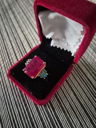 Anello oro 9kt rubino zaffiri