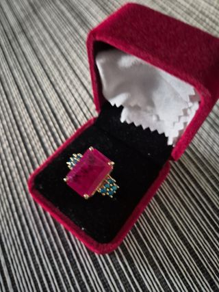 Anello oro 9kt rubino zaffiri