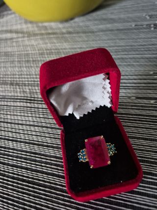 Anello oro 9kt rubino zaffiri