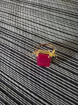 Anello oro 9kt rubino zaffiri