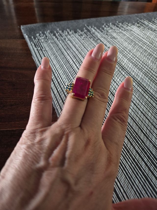 Anello oro 9kt rubino zaffiri