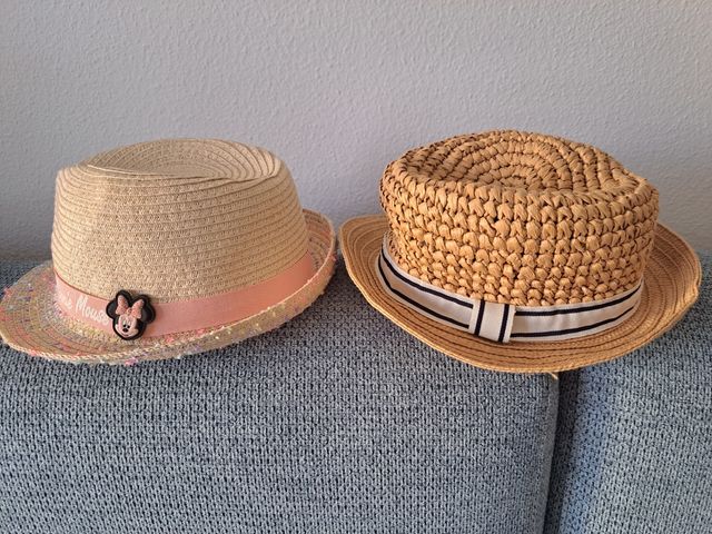 2 Sombreros paja niña beige