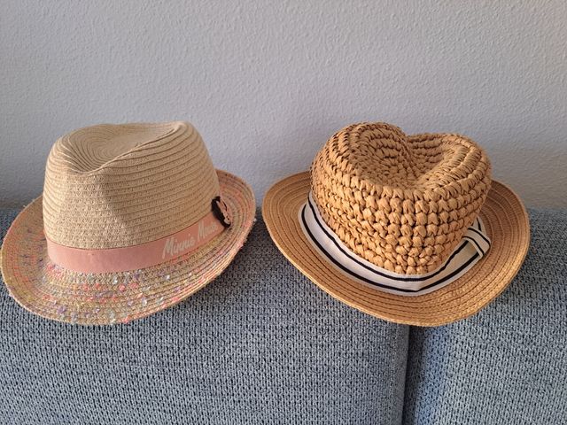 2 Sombreros paja niña beige
