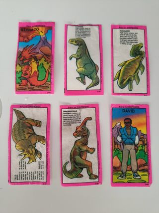 Lote cromos chicles dinosaucers años 80 90