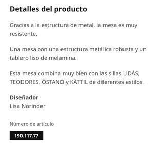 Mesa blanca Ikea - Comedor