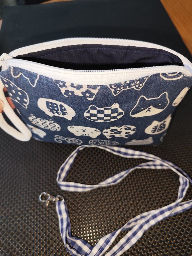 Bolsa neceser & Lanyard azul-blanco