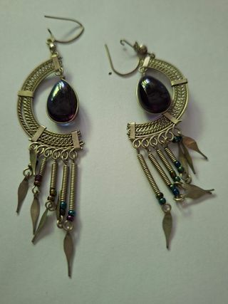 Pendientes plata morados