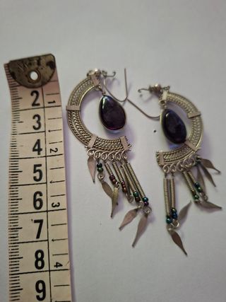 Pendientes plata morados