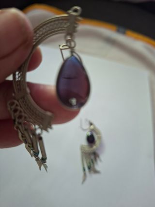 Pendientes plata morados