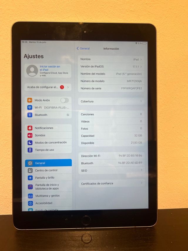 iPad 6ª Gen (2018) 9,7" WiFi - Plata