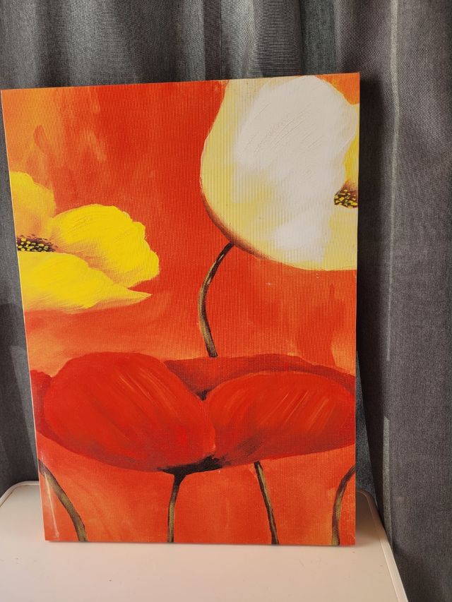 Cuadro flores rojas amarillas