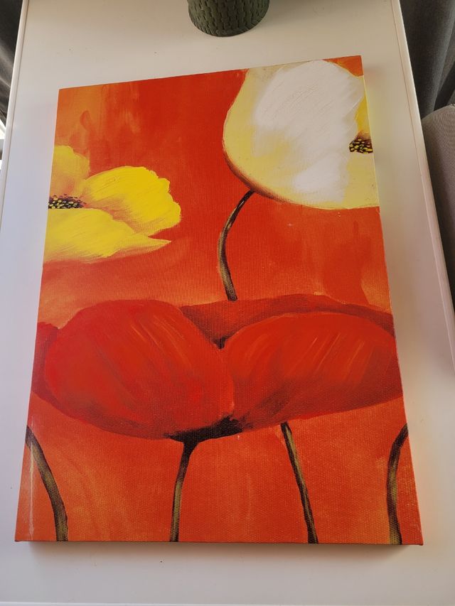 Cuadro flores rojas amarillas