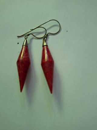 Pendientes plata  y coral