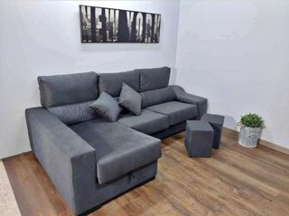 Sofá chaise longue beige 3 plazas