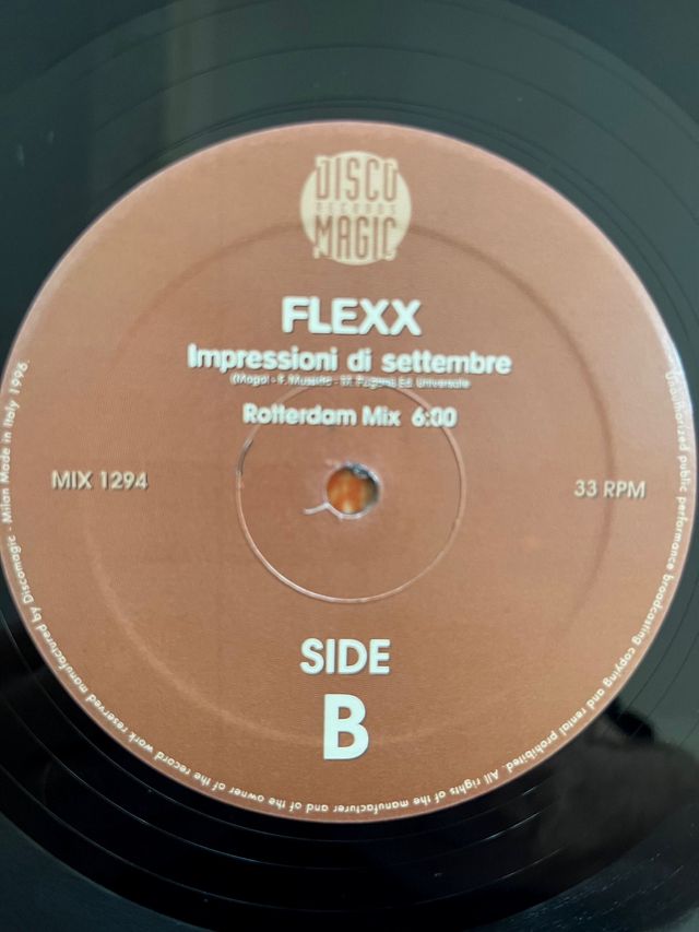 Flexx "Impressioni Di Settembre" vinile anni 90