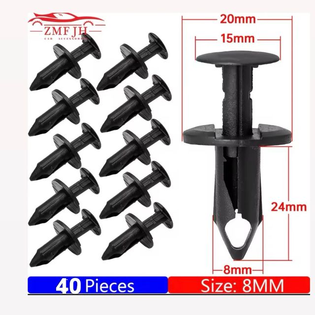 40 Clips plástico coche 8mm