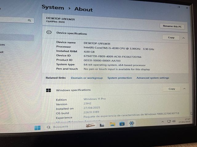 Ordenador Dell Optiplex 3020 + Monitor Philips
19"