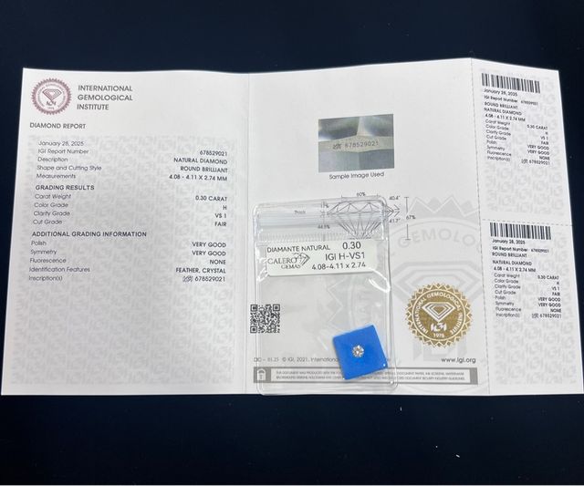 Diamante IGI 0.30 ct H-VS1