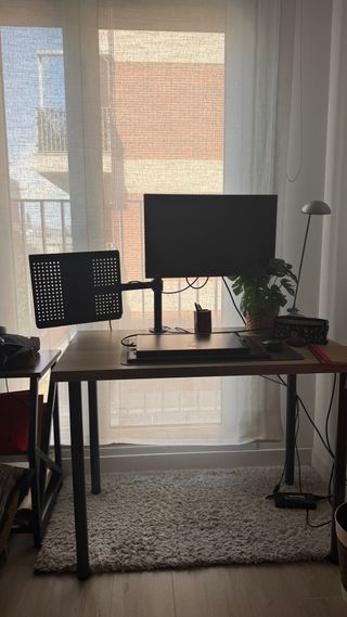 Mesa escritorio marrón - metal y madera