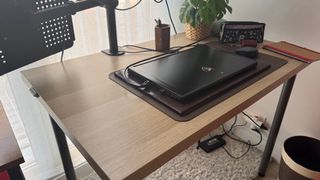Mesa escritorio marrón - metal y madera