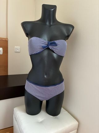 Bikini Etam Vichy azul y blanco
