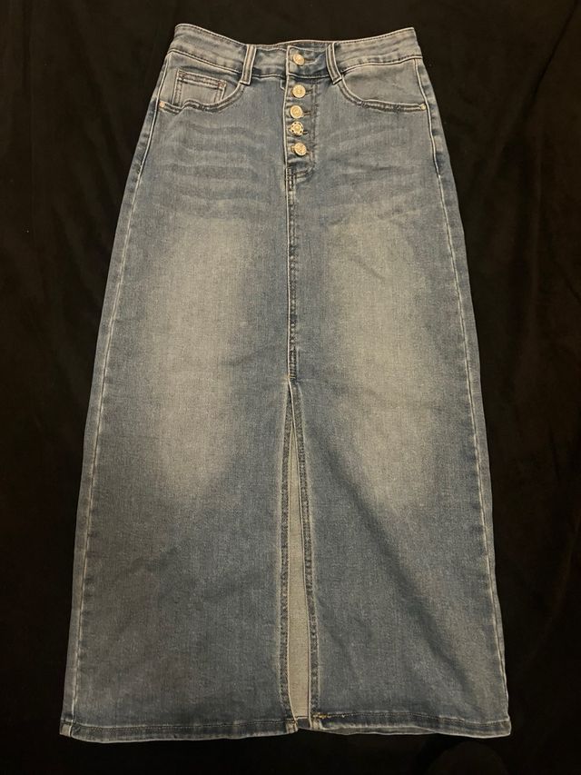 Falda vaquera larga azul