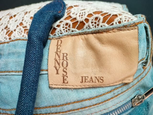 Denny Rose Jeans borsa bauletto Denim e Pizzo
