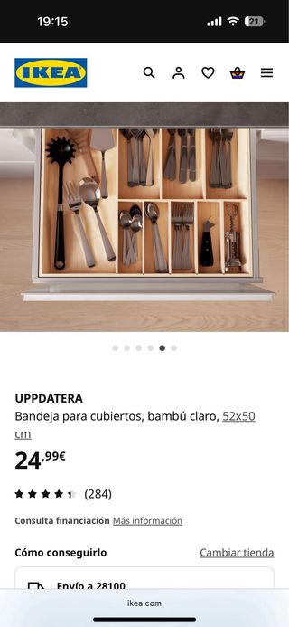 Bandeja IKEA bambú para cubiertos