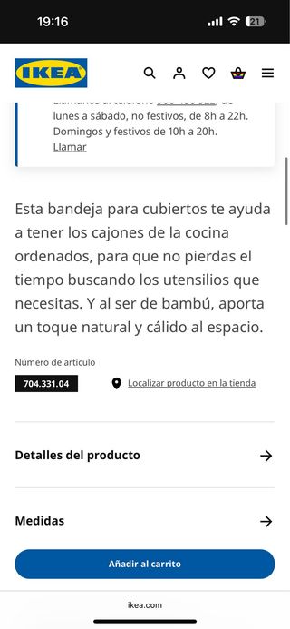 Bandeja IKEA bambú para cubiertos