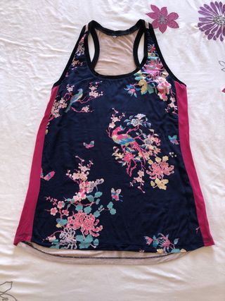 Top Stradivarius flores - Azul y Rosa
