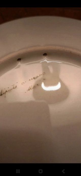 Piatto fine ceramica soggetto gatto dipinto a mano