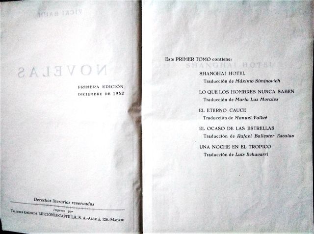 NOVELAS. VICKI BAUM. TOMO I