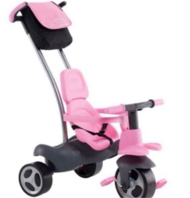 Triciclo infantil rosa con asa
