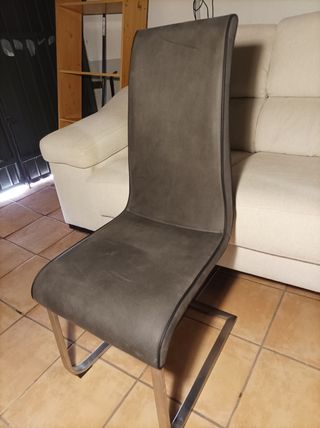 2 sedie da pranzo grigie - metallo e pelle sintetica
