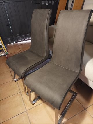 2 sedie da pranzo grigie - metallo e pelle sintetica
