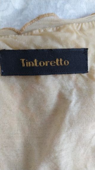 Vestido Tintoretto midi beige multicolor
