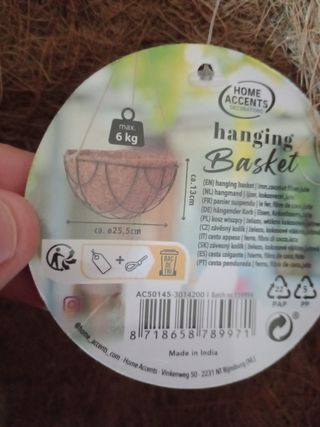 MACETA COLGANTE DE FIBRA DE COCO, NUEVA 