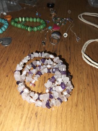 Pulsera piedras preciosas - Amatista y Cuarzo Rosa