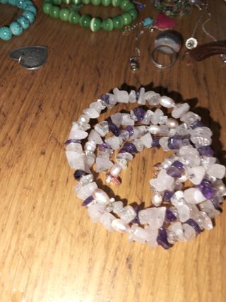 Pulsera piedras preciosas - Amatista y Cuarzo Rosa