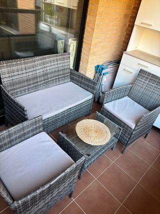 Conjunto jardín ratán gris - 3 piezas