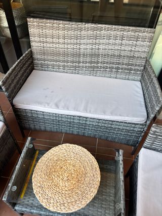 Conjunto jardín ratán gris - 3 piezas