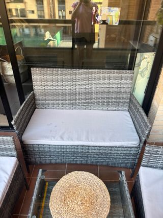 Conjunto jardín ratán gris - 3 piezas