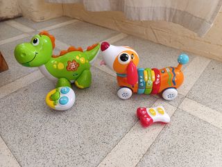 Juguete dinosaurio y perrito radiocontrol