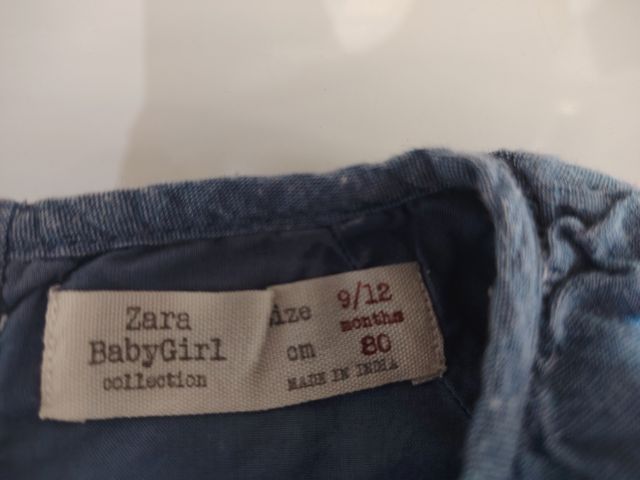 Vestido vaquero niña 9-12m. Zara.