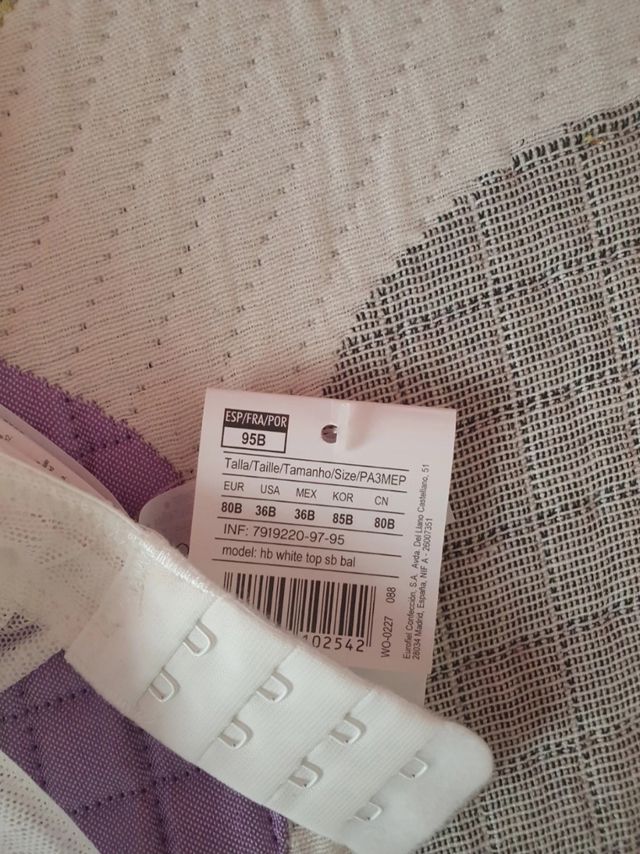 Sujetador blanco encaje y tul 95B