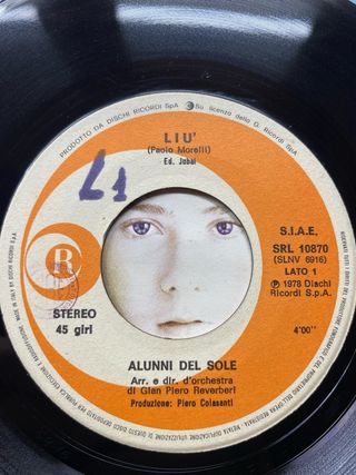 45 giri Alunni del Sole - Liu'